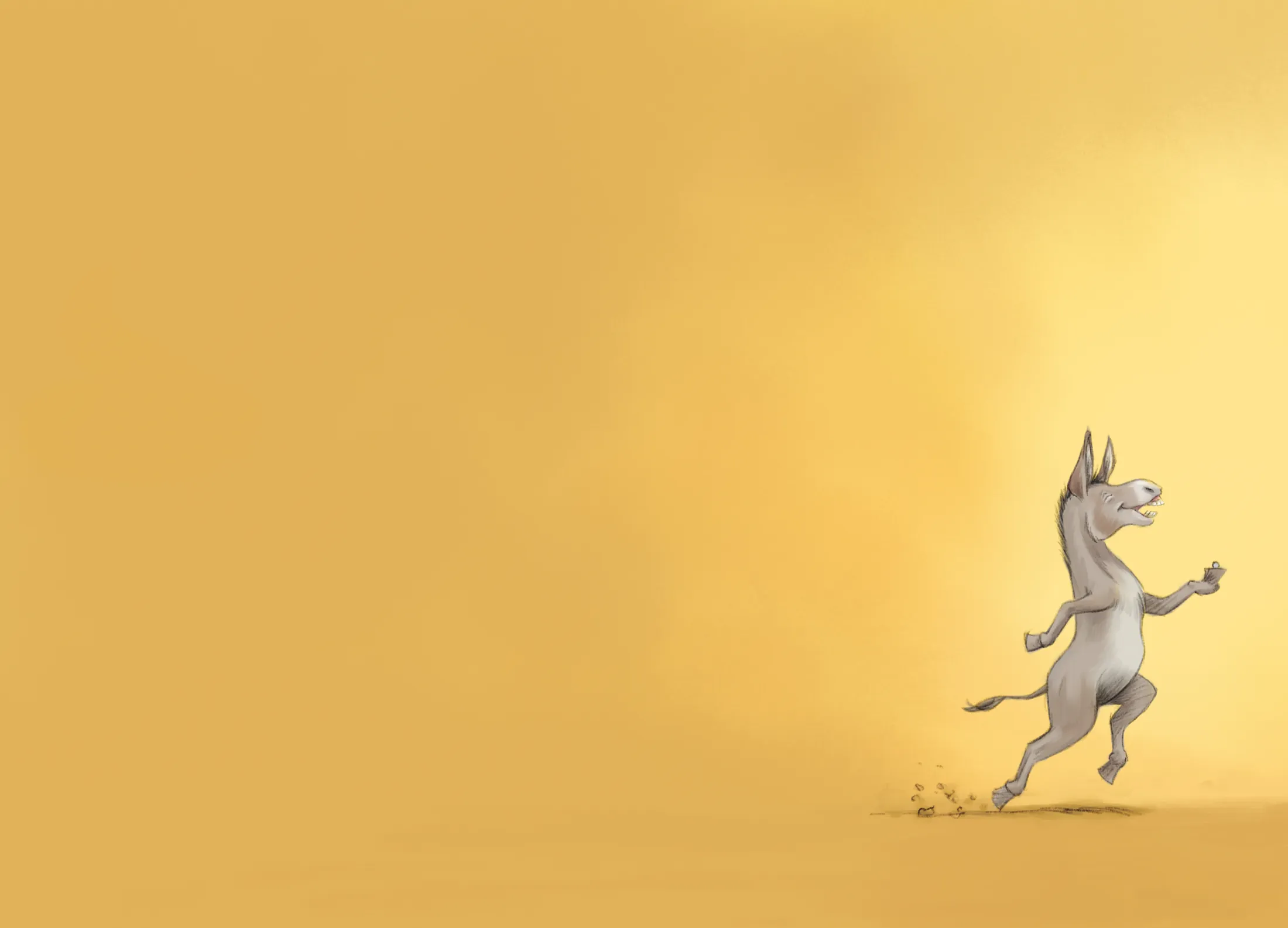Un burro que baila solo sobre un fondo dorado