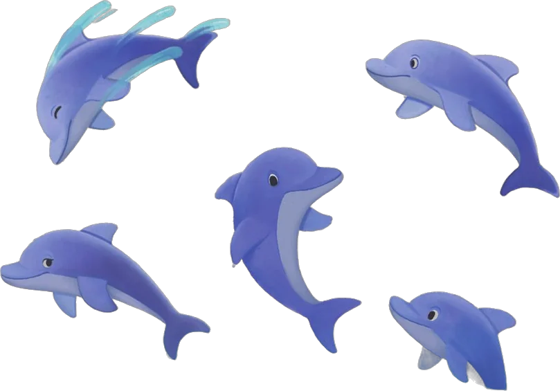 Cinco delfines saltando