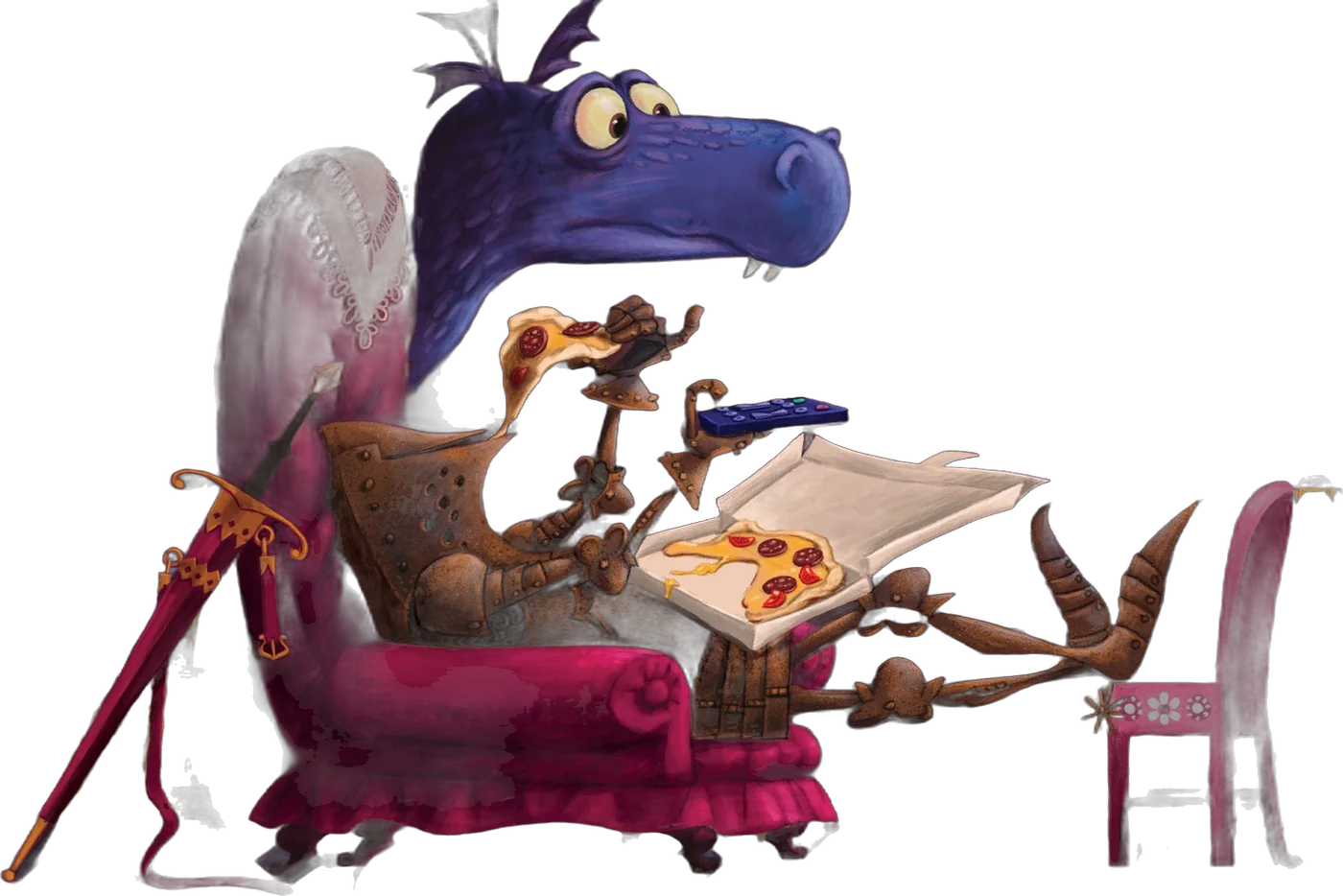 El dragón, repantingado en el sofá